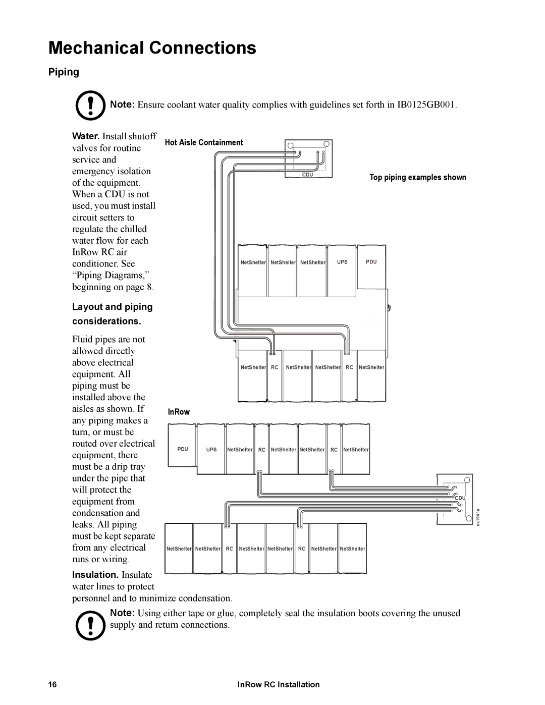 APC ACRC103, ACRC100 manual Mechanical Connections, Piping 