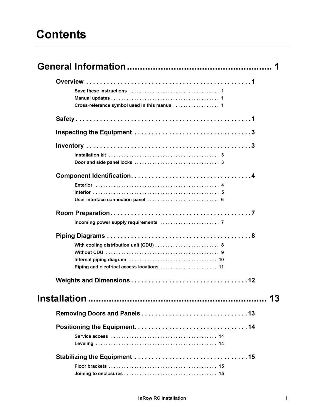 APC ACRC100, ACRC103 manual Contents 