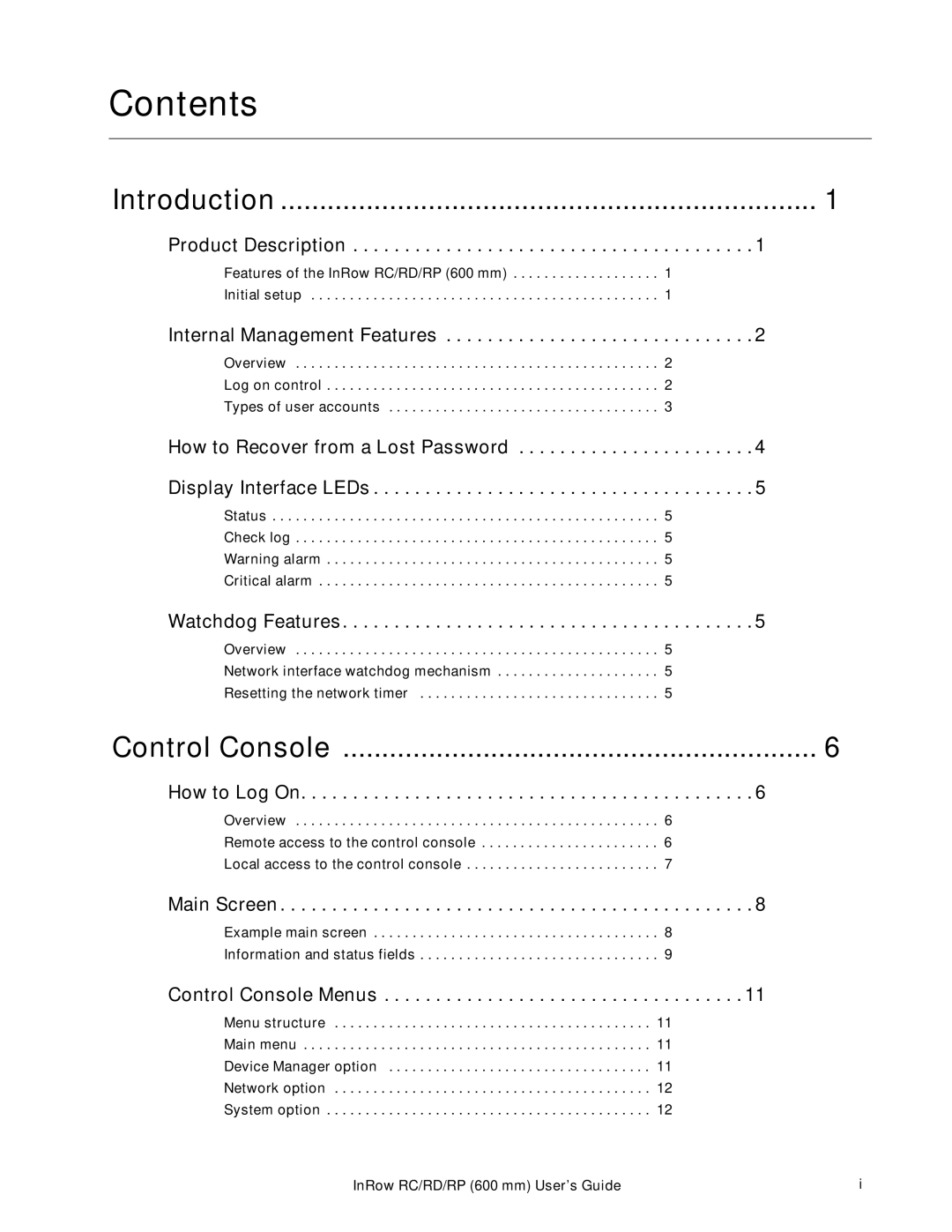 APC ACRP101, ACRP501, ACRP500, ACRP100, ACRD500, ACRD501, ACRC501, ACRC500 manual Contents 