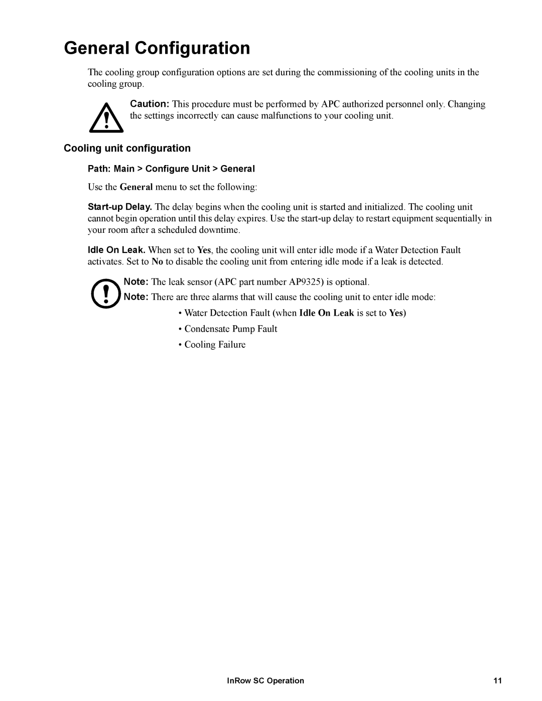 APC ACSC101, ACSC100 manual General Configuration, Cooling unit configuration 