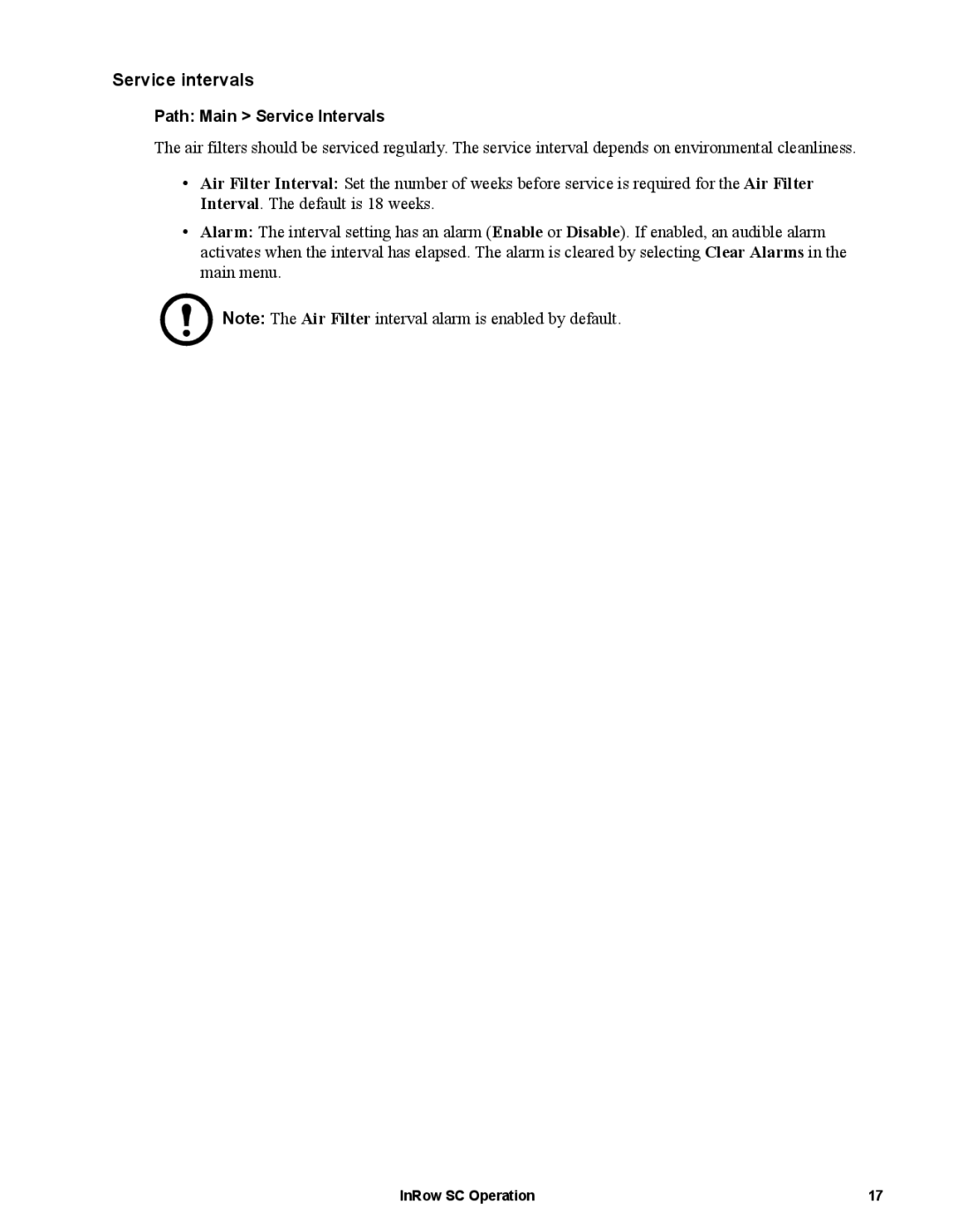 APC ACSC101, ACSC100 manual Service intervals 