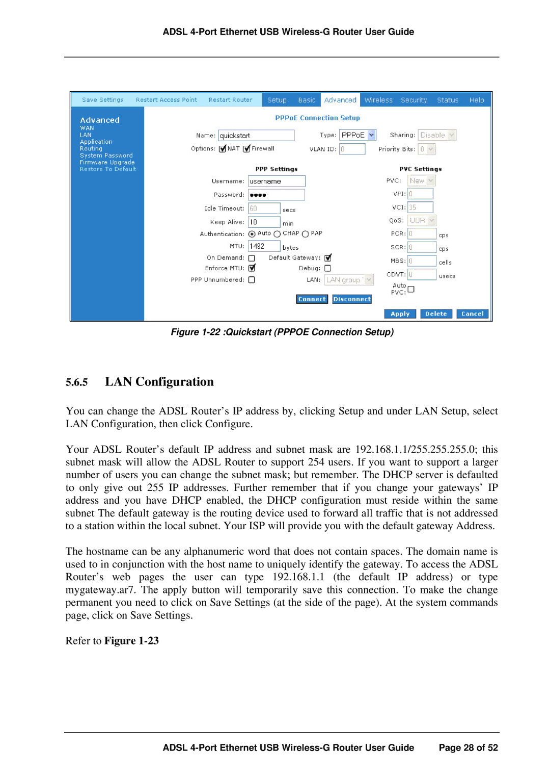 APC ADSL 4-Port manual LAN Configuration, Refer to Figure 