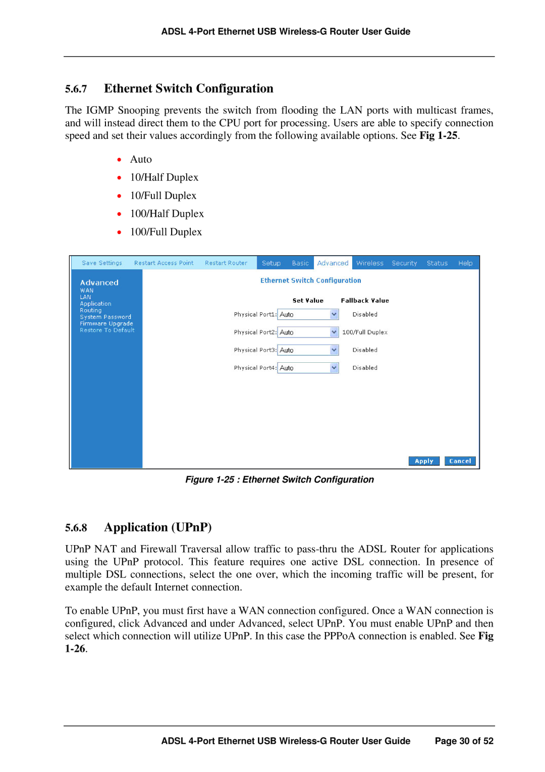 APC ADSL 4-Port manual Ethernet Switch Configuration, Application UPnP 