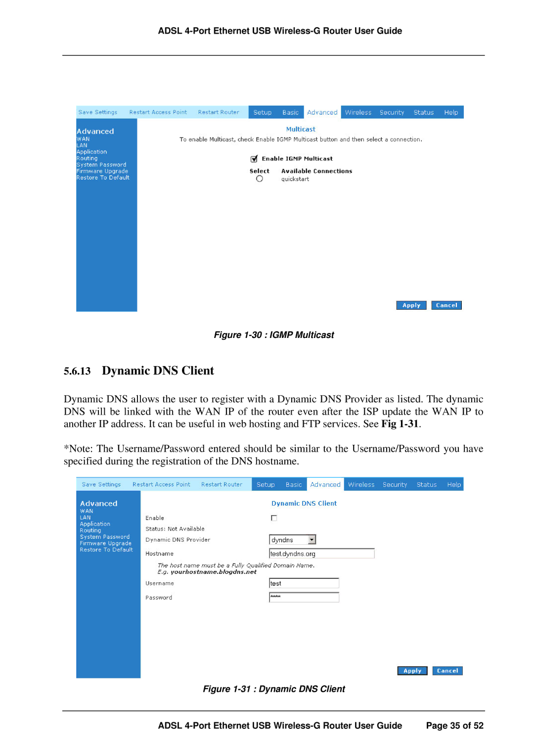 APC ADSL 4-Port manual Dynamic DNS Client, Igmp Multicast 