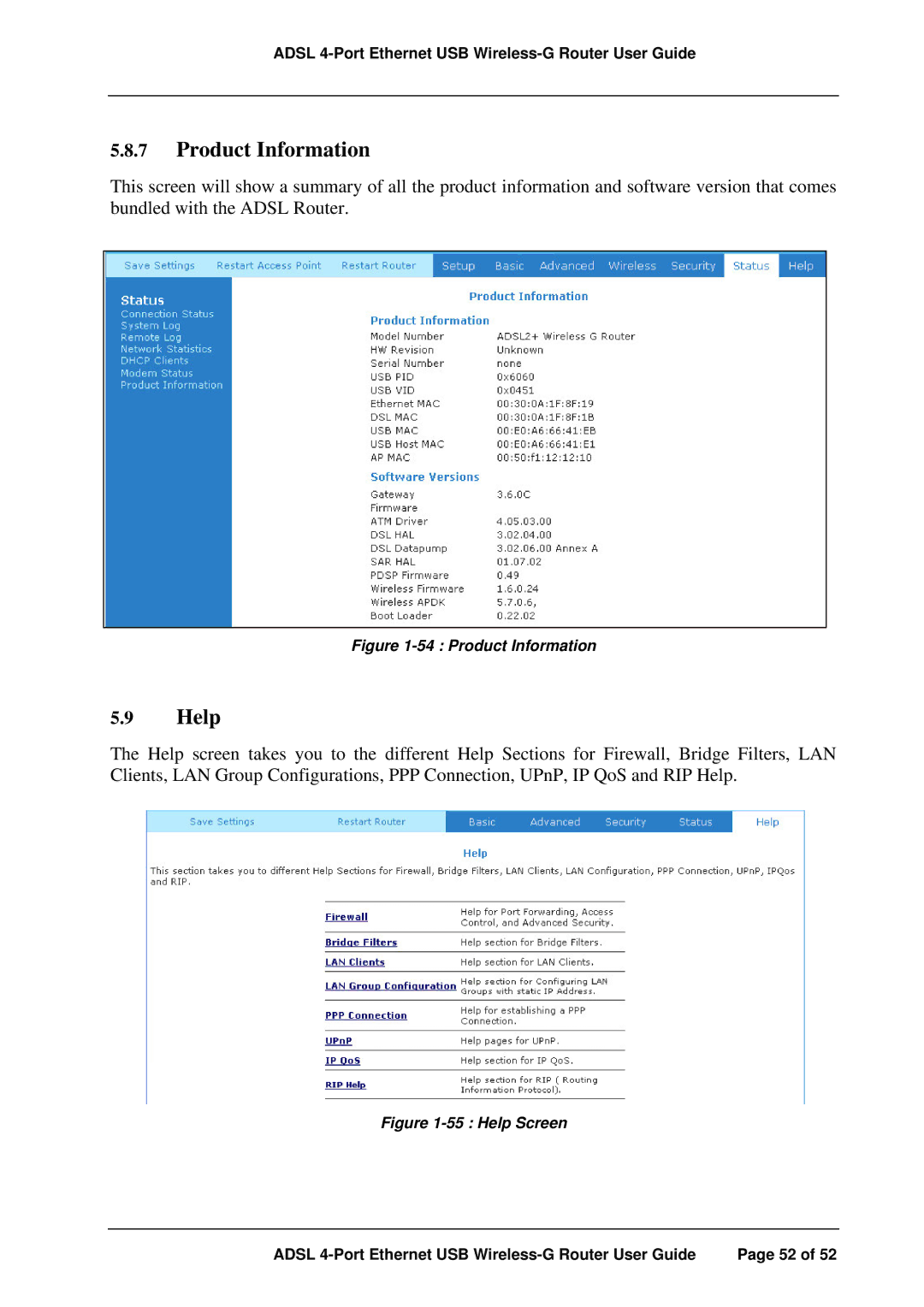 APC ADSL 4-Port manual Product Information, Help 