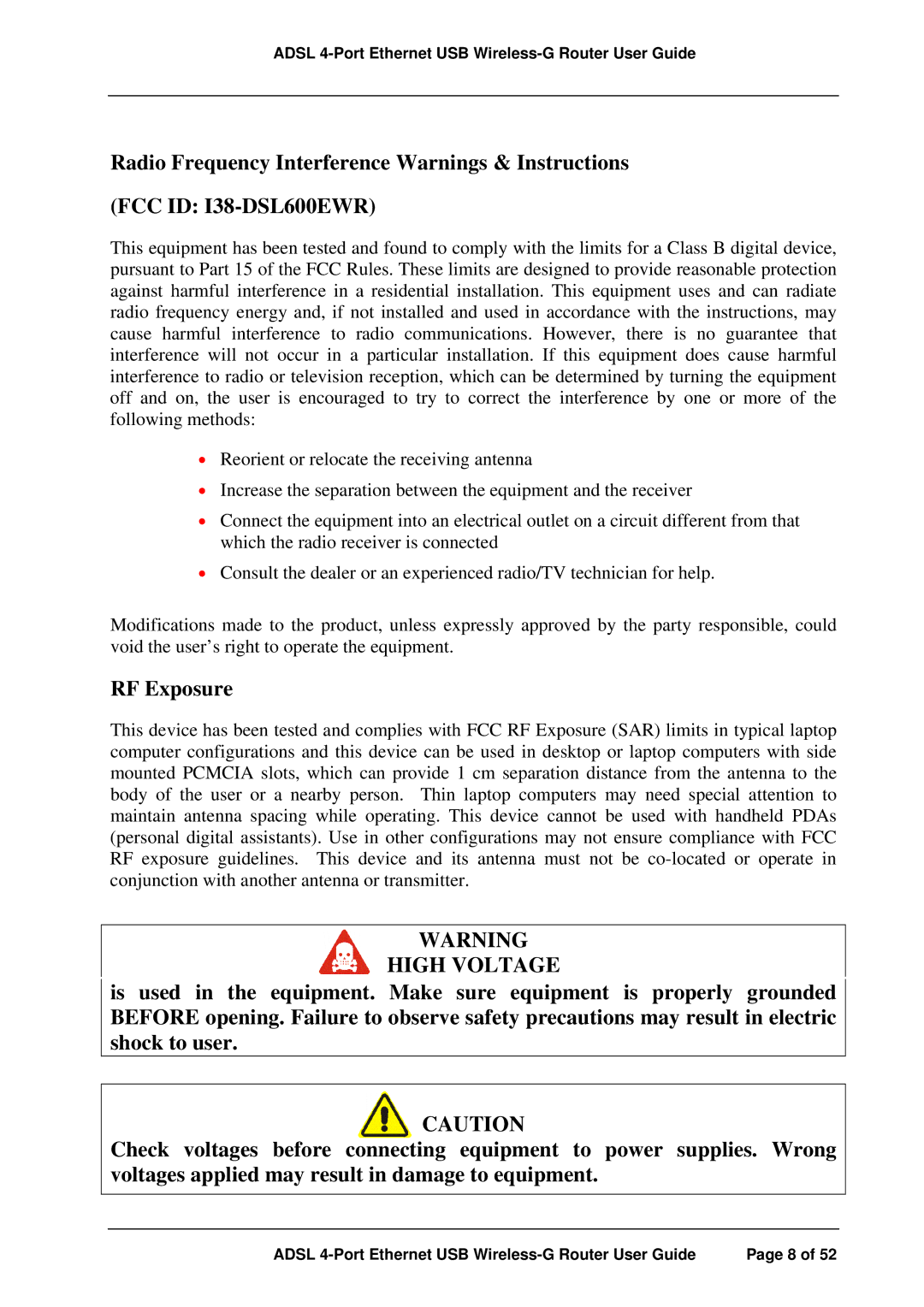 APC ADSL 4-Port manual Radio Frequency Interference Warnings & Instructions, RF Exposure 