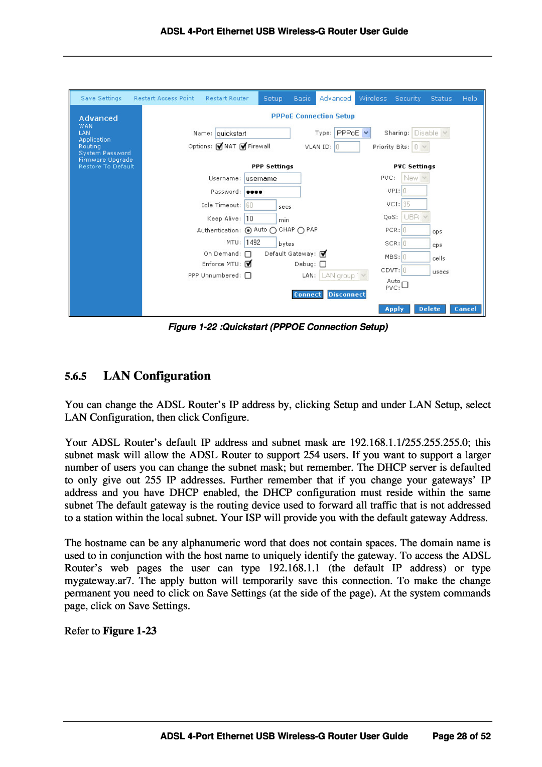 APC ADSL 4-Port manual LAN Configuration, Refer to Figure 