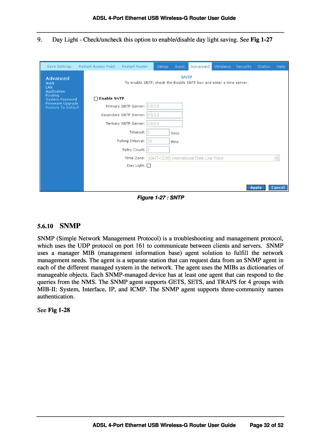 APC ADSL 4-Port manual Snmp, See Fig 