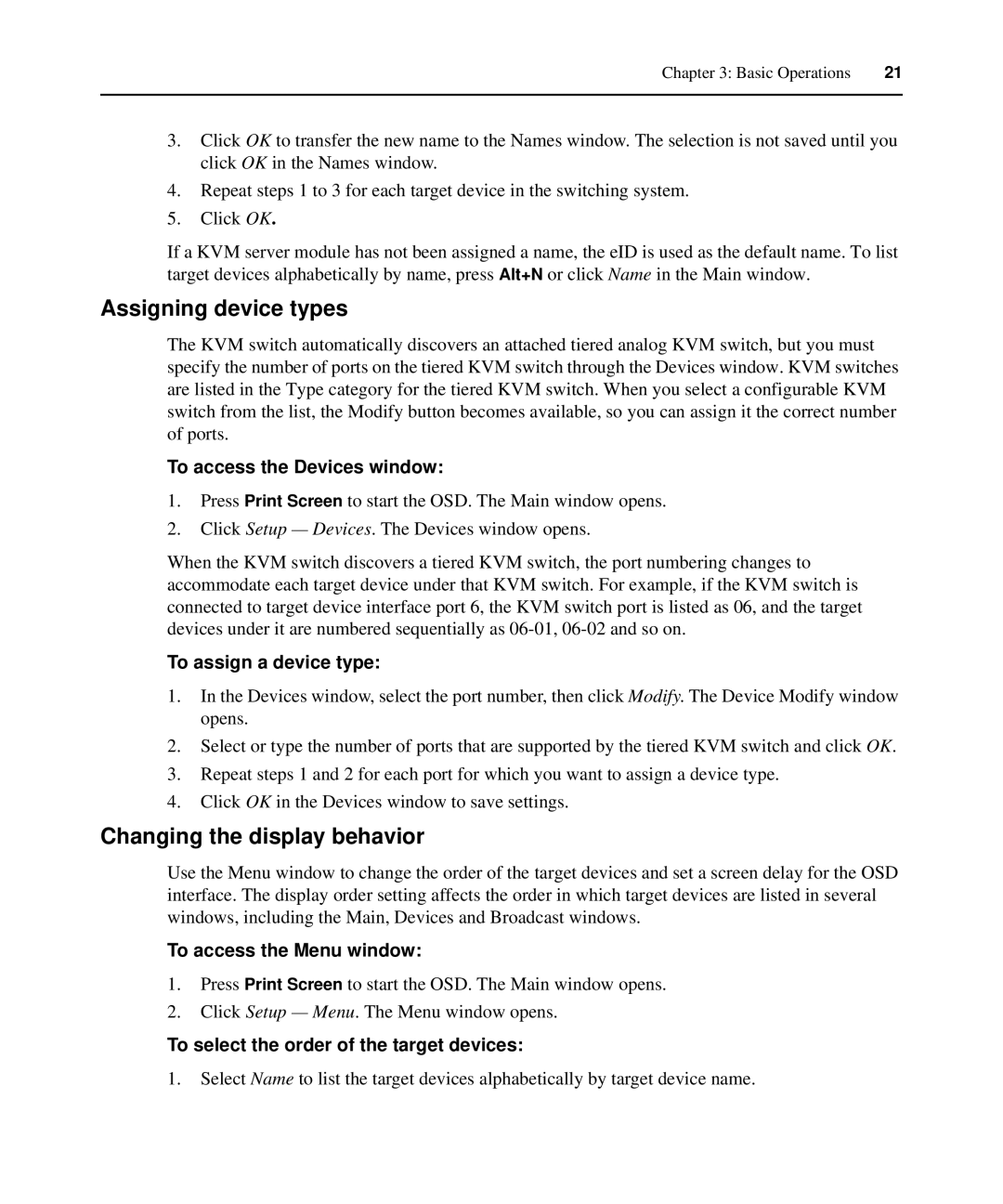 APC AP5616, AP5610, AP5615 manual Assigning device types, Changing the display behavior 