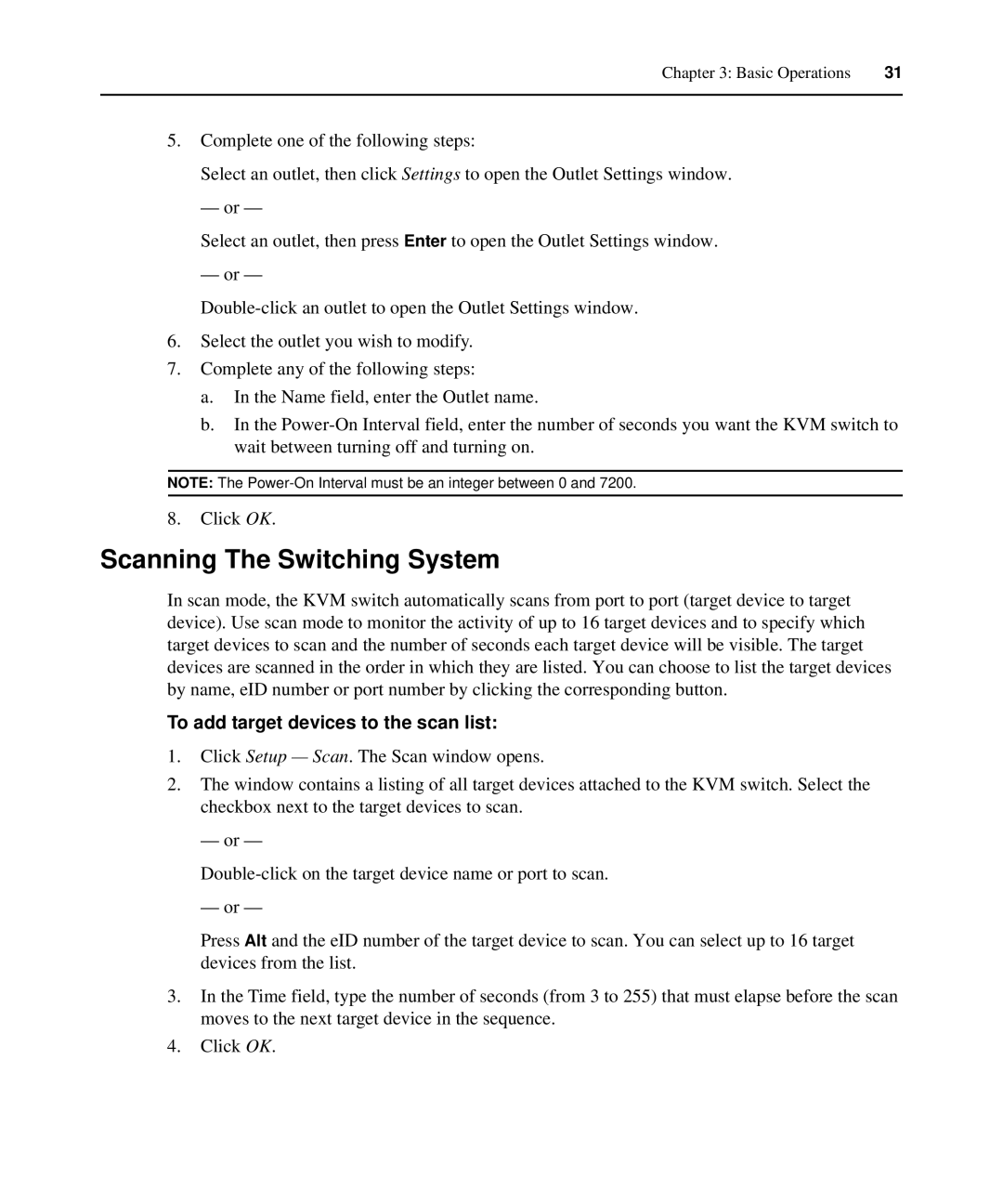 APC AP5610, AP5616, AP5615 manual Scanning The Switching System, To add target devices to the scan list 