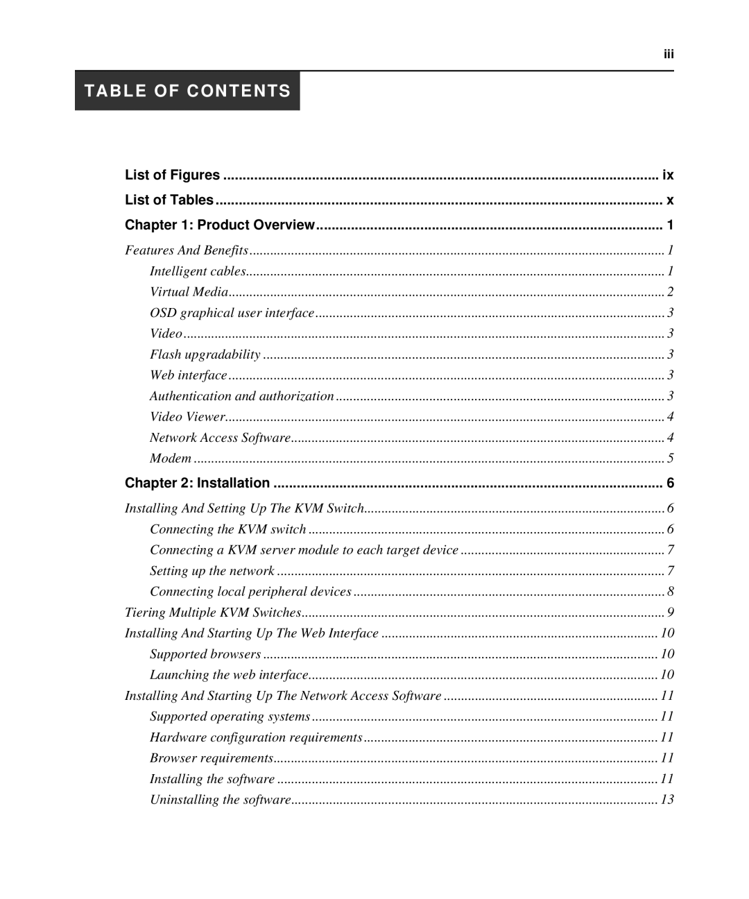 APC AP5615, AP5616, AP5610 manual Table of Contents 