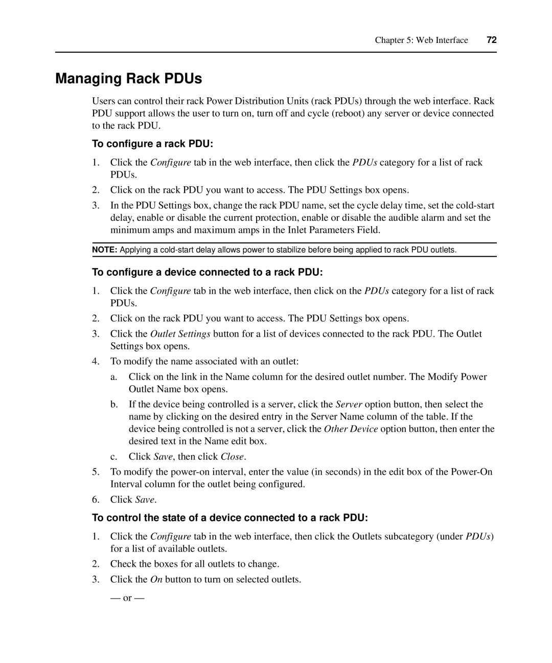 APC AP5616, AP5610, AP5615 manual Managing Rack PDUs, To configure a rack PDU, To configure a device connected to a rack PDU 