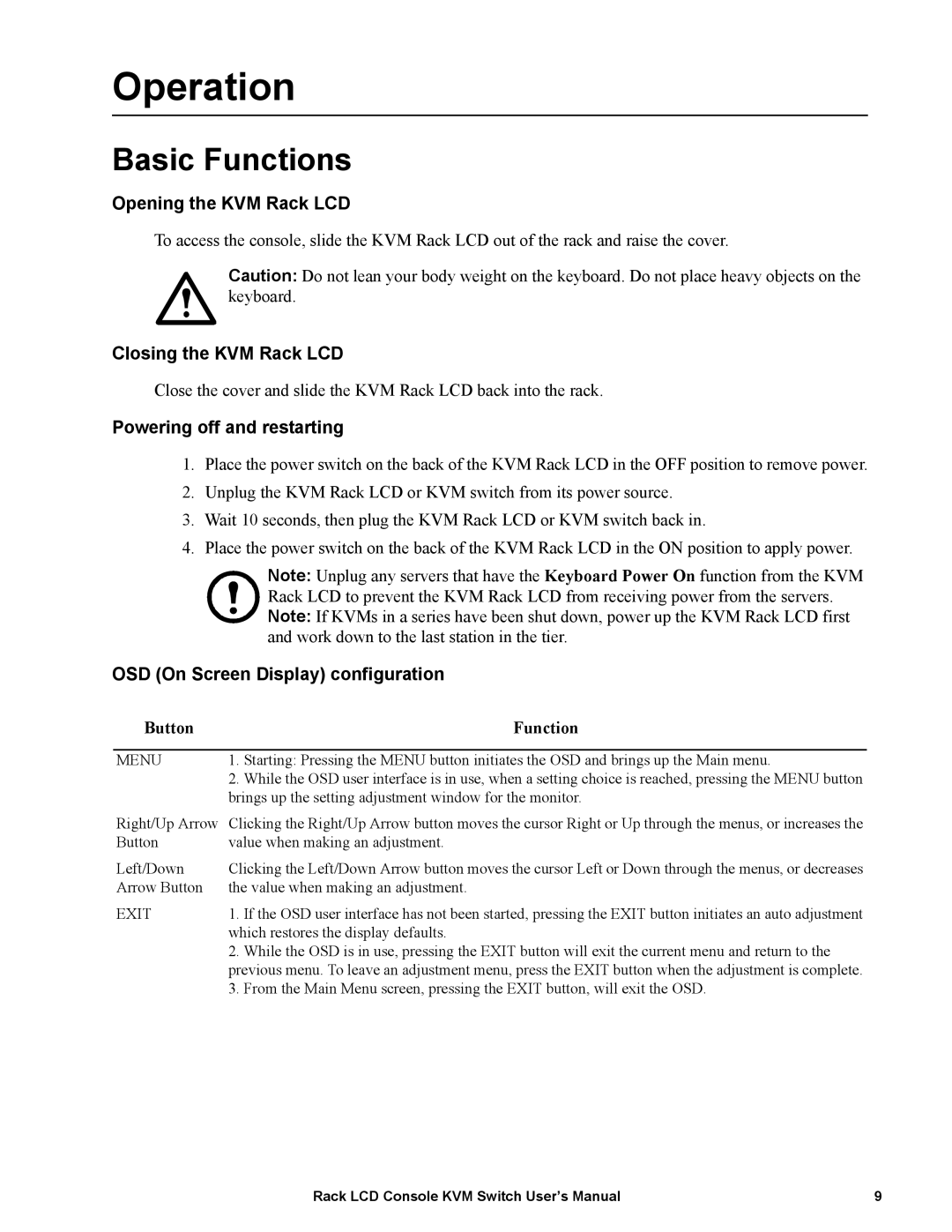 APC AP5808, AP5816 user manual Operation, Basic Functions 