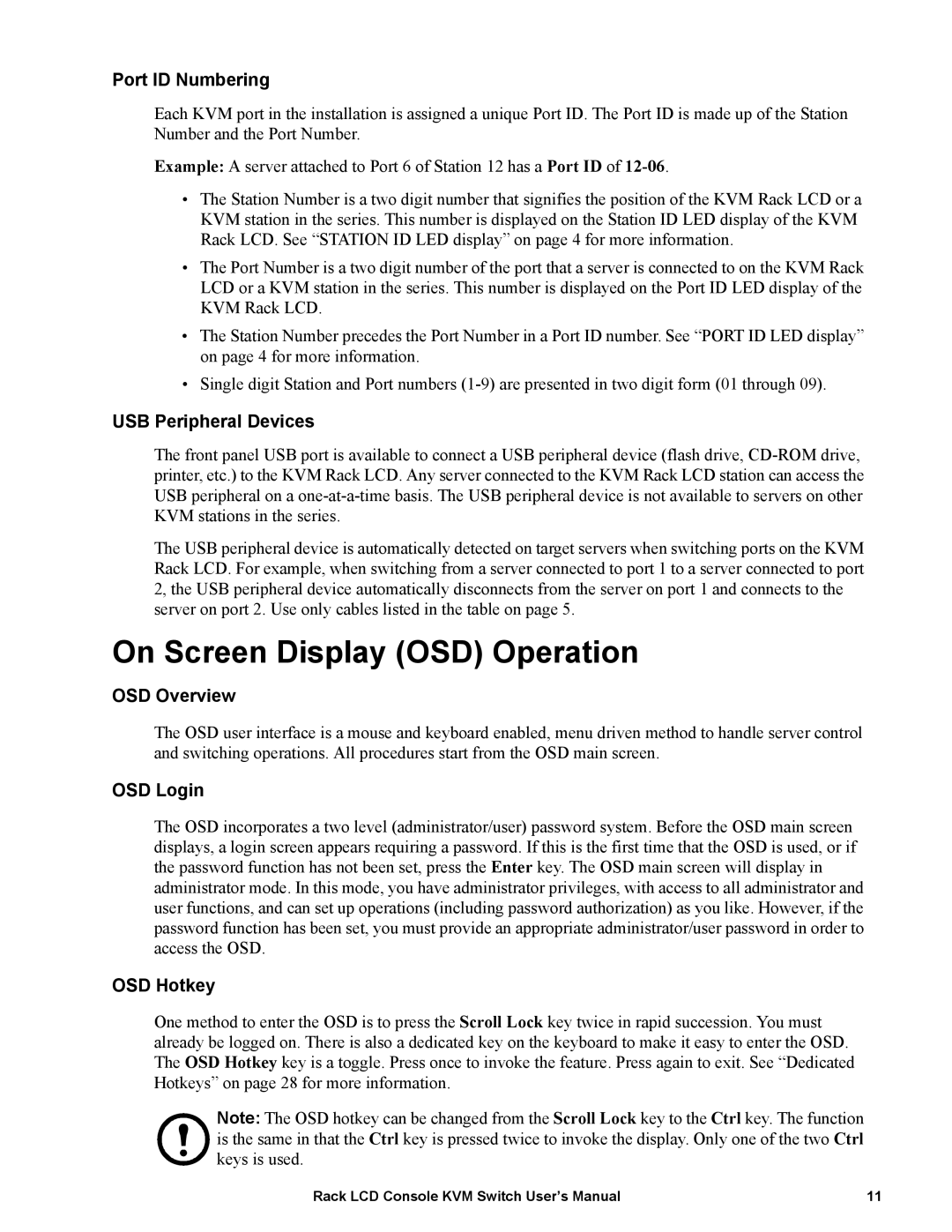 APC AP5808, AP5816 user manual On Screen Display OSD Operation 