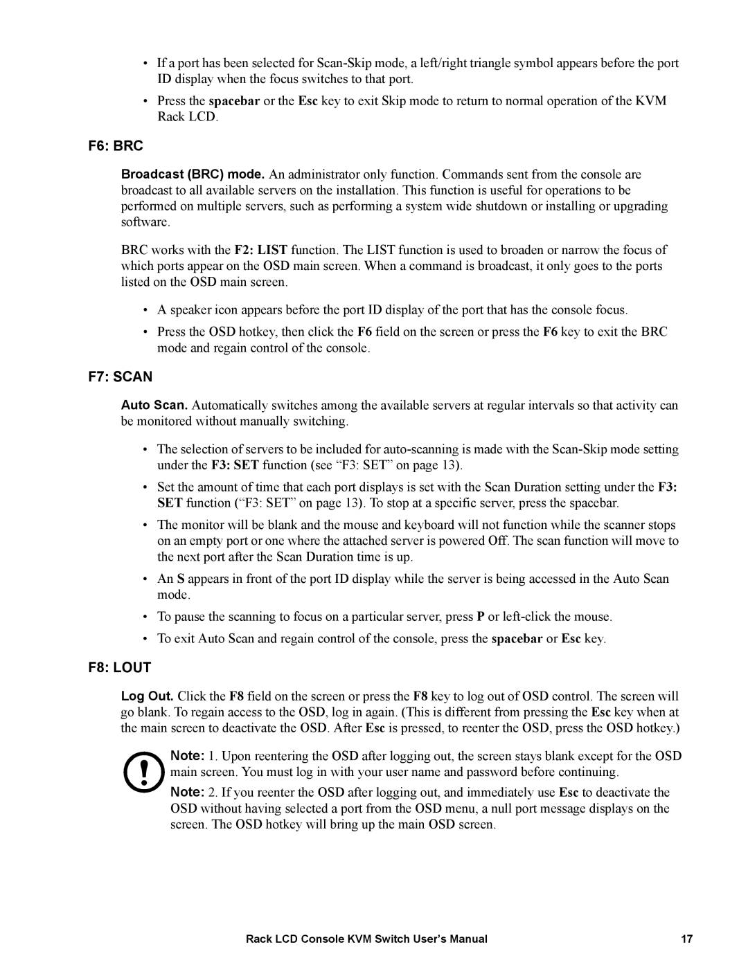 APC AP5808, AP5816 user manual F6 BRC 