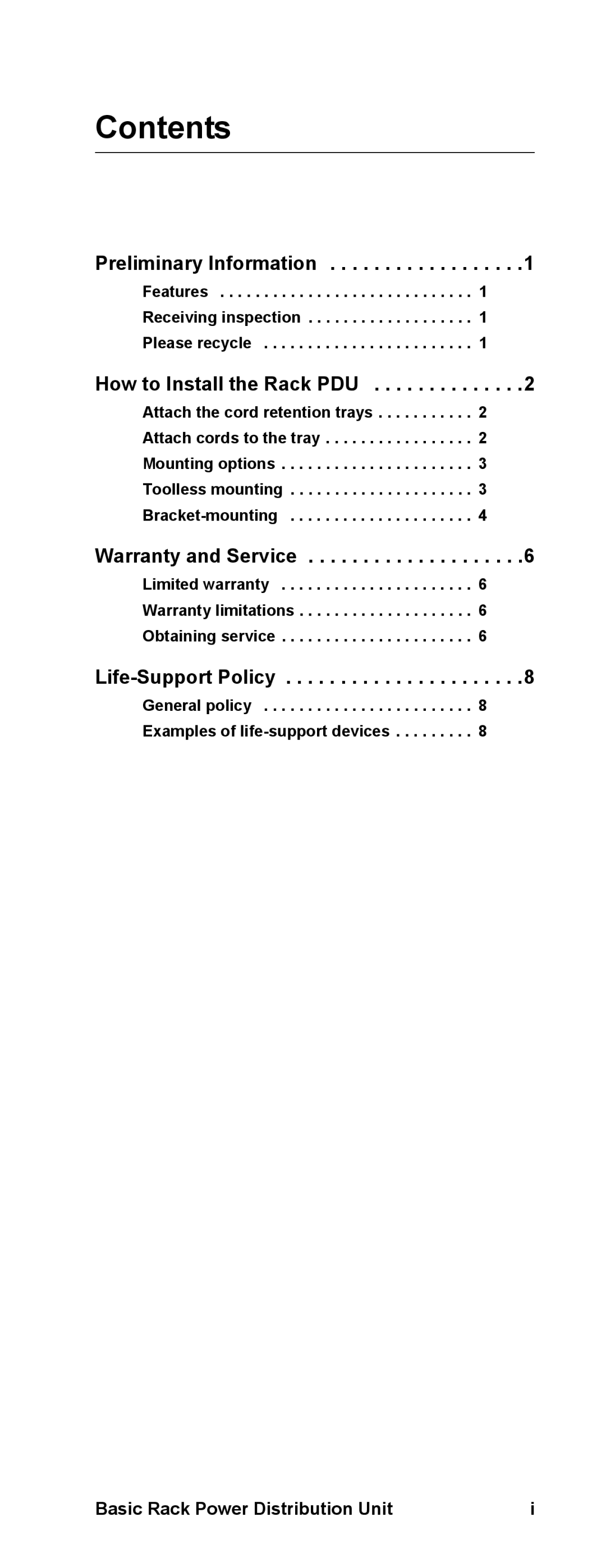 APC pdu0190b, AP7564, AP7592, pdu0344a manual Contents 