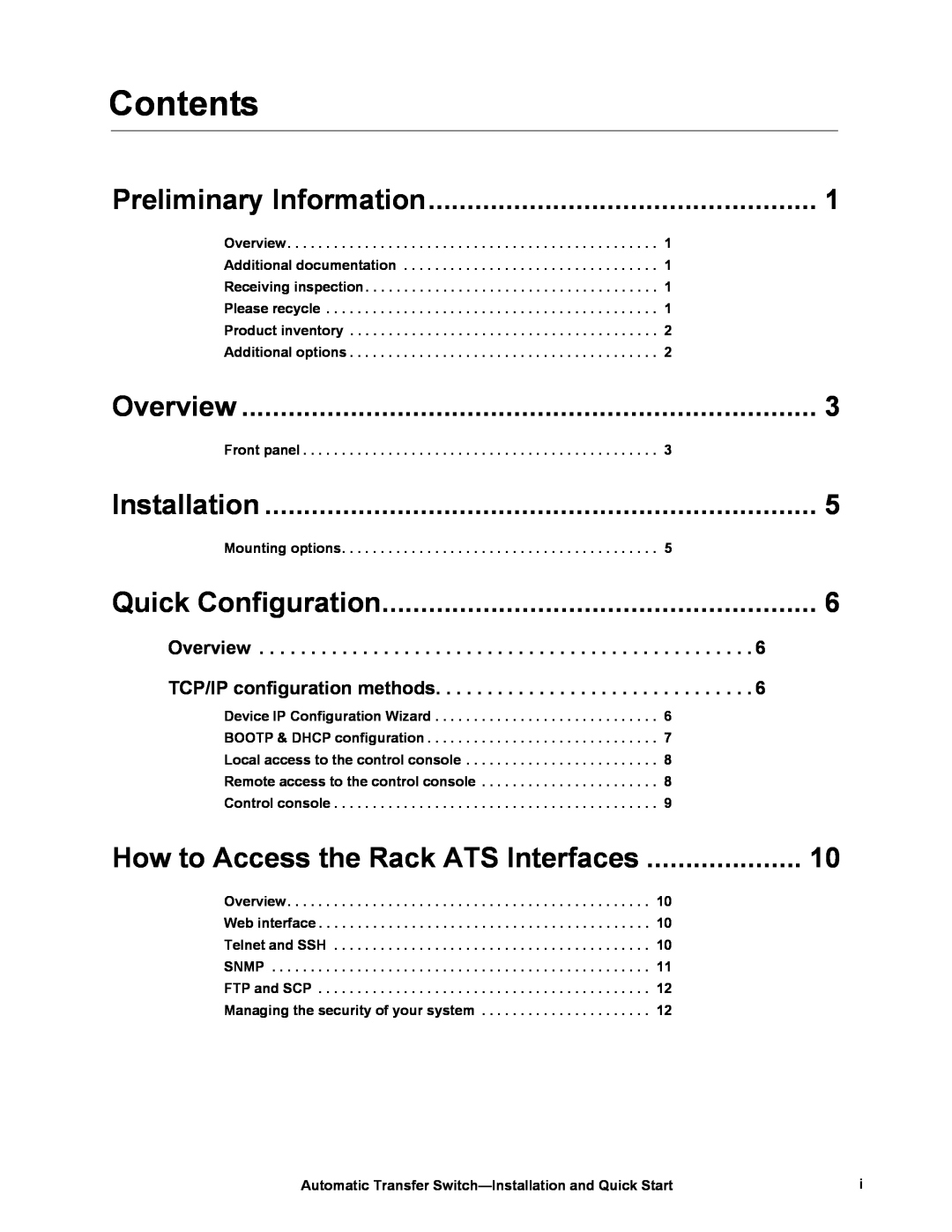 APC AP7752 Preliminary Information, How to Access the Rack ATS Interfaces, Overview, Installation, Quick Configuration 