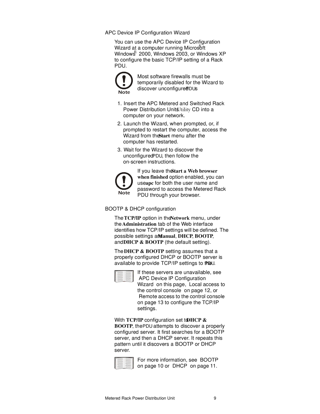 APC pdu0123b, AP7820 manual APC Device IP Configuration Wizard, Bootp & Dhcp configuration 