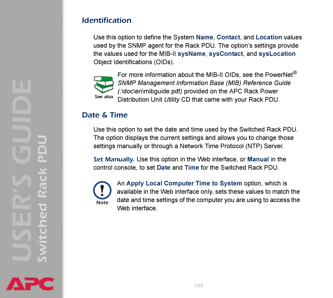 APC AP7900 manual Identification, Date & Time 