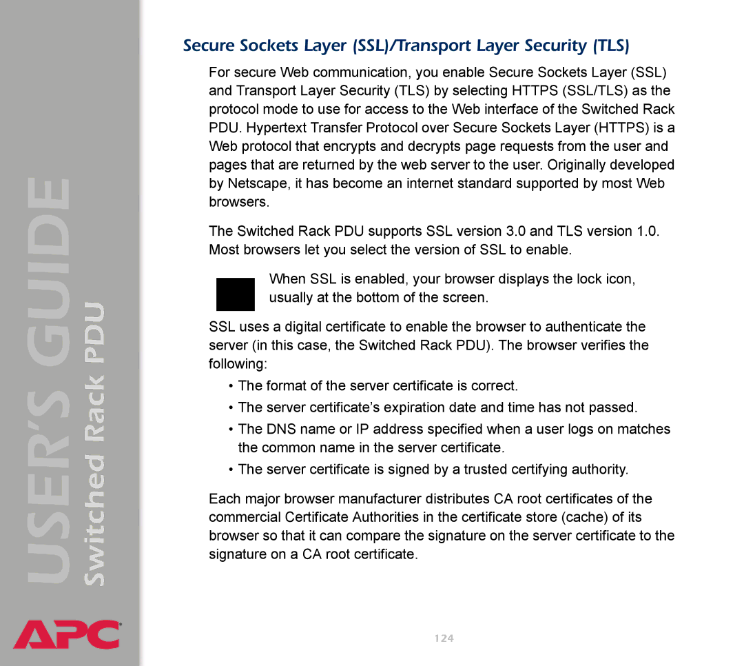 APC AP7900 manual Secure Sockets Layer SSL/Transport Layer Security TLS 