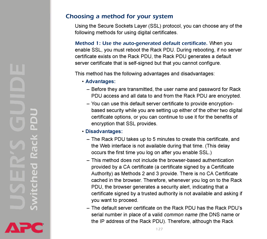 APC AP7900 manual Choosing a method for your system, Advantages 