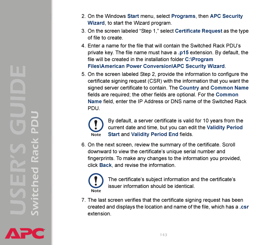 APC AP7900 manual 143 