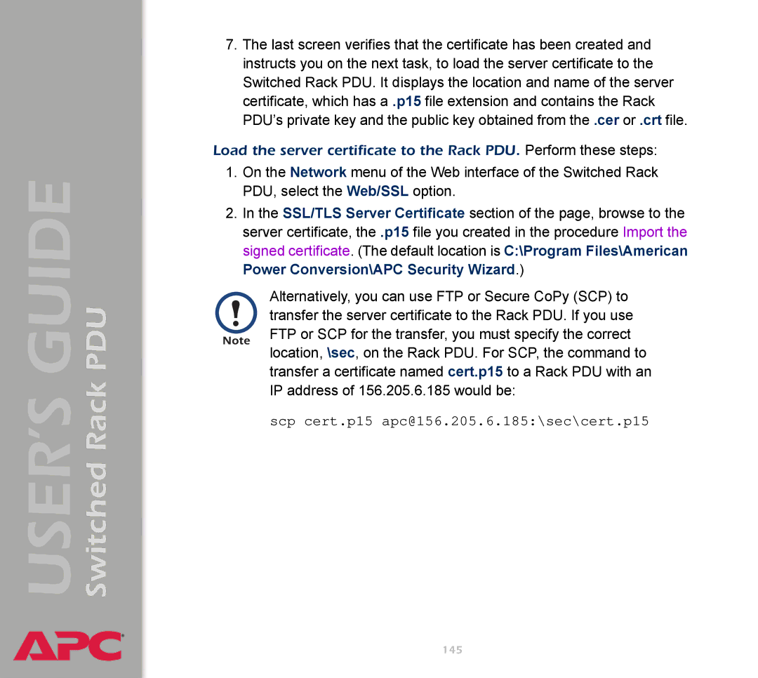 APC AP7900 manual 145 