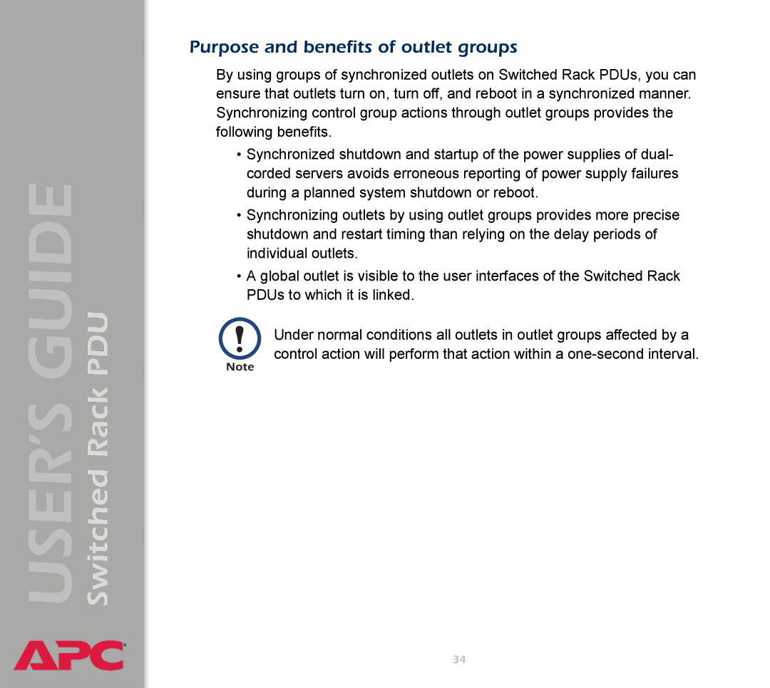 APC AP7900 manual Purpose and benefits of outlet groups 