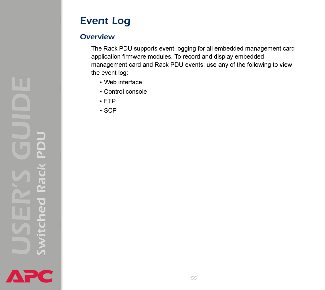 APC AP7900 manual Event Log 