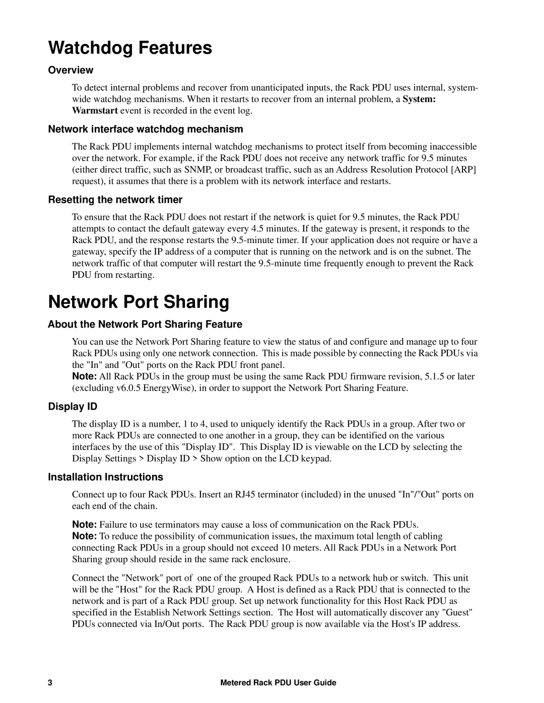 APC AP8861, AP8886, AP88XX manual Watchdog Features, Network Port Sharing 