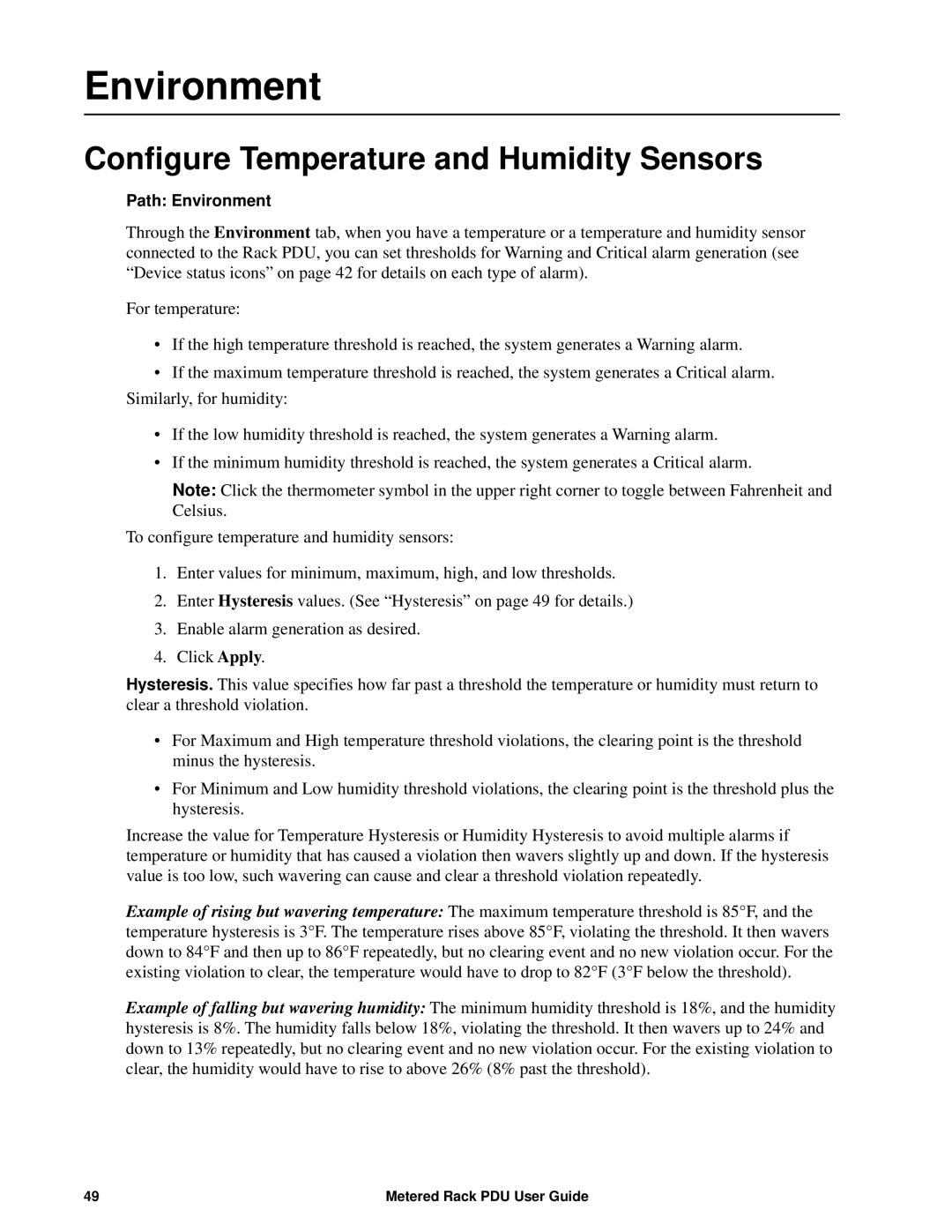 APC AP8886, AP88XX, AP8861 manual Environment, Configure Temperature and Humidity Sensors 