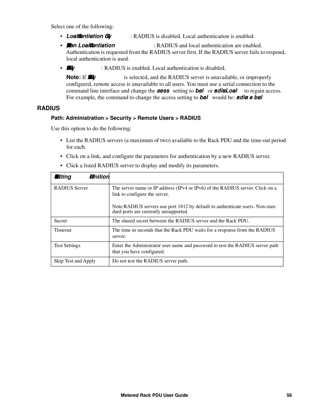 APC AP88XX, AP8886, AP8861 manual Radius Setting Definition 