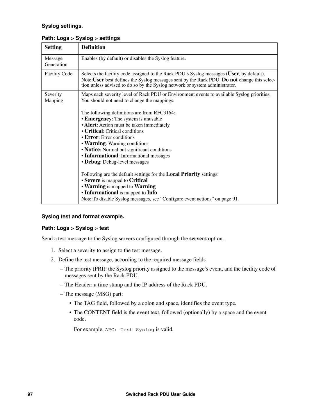 APC AP8941, AP89XX manual Informational is mapped to Info 