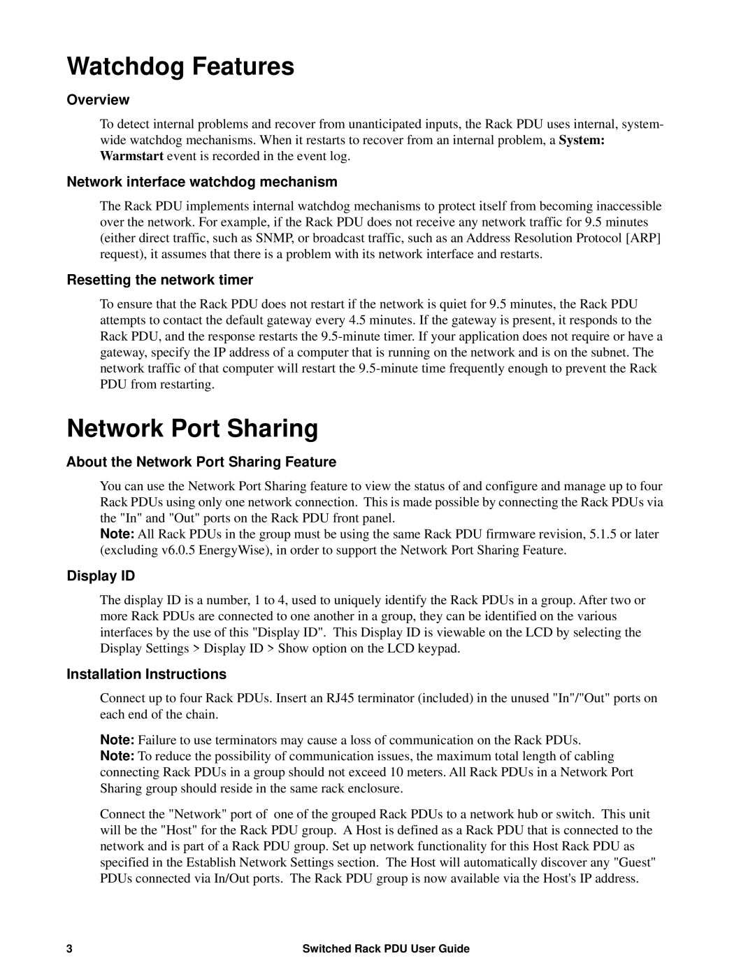 APC AP8941, AP89XX manual Watchdog Features, Network Port Sharing 