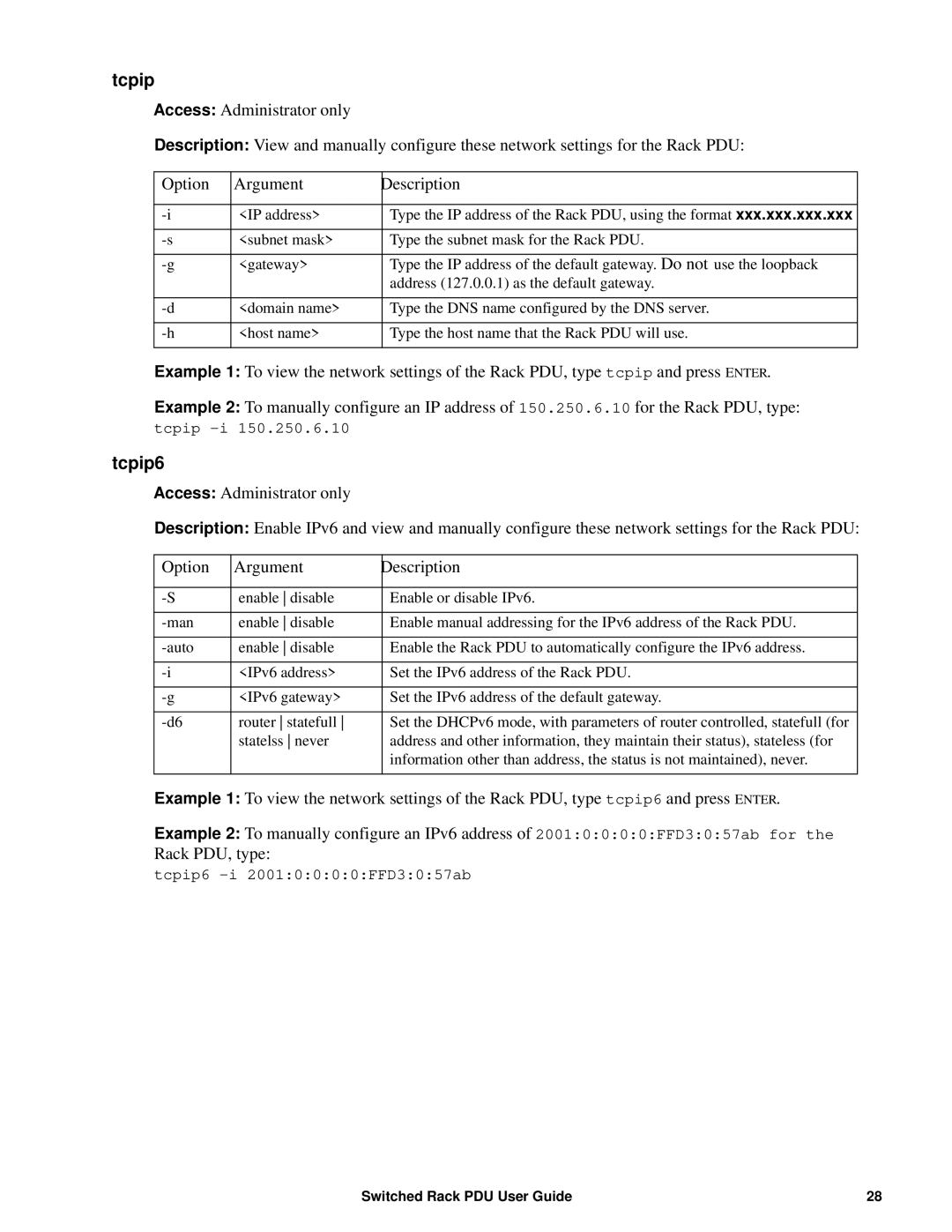 APC AP89XX, AP8941 manual Tcpip6 