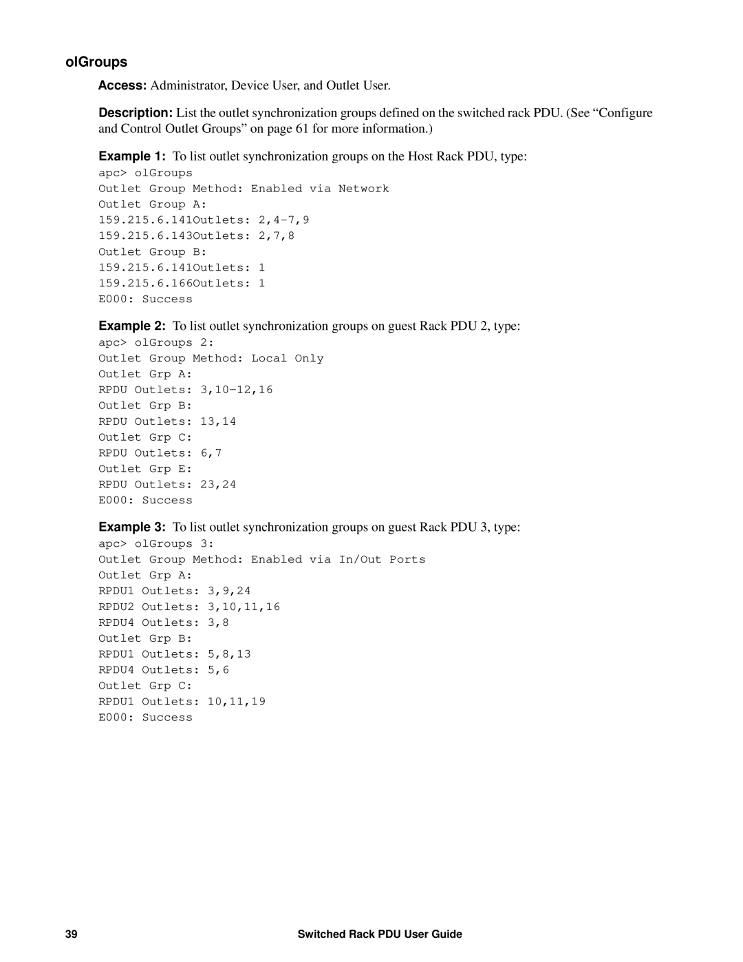 APC AP8941, AP89XX manual OlGroups 