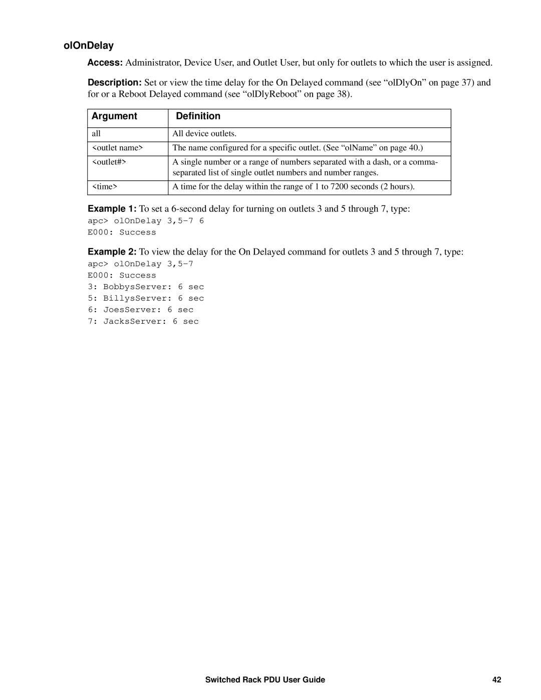 APC AP89XX, AP8941 manual OlOnDelay 