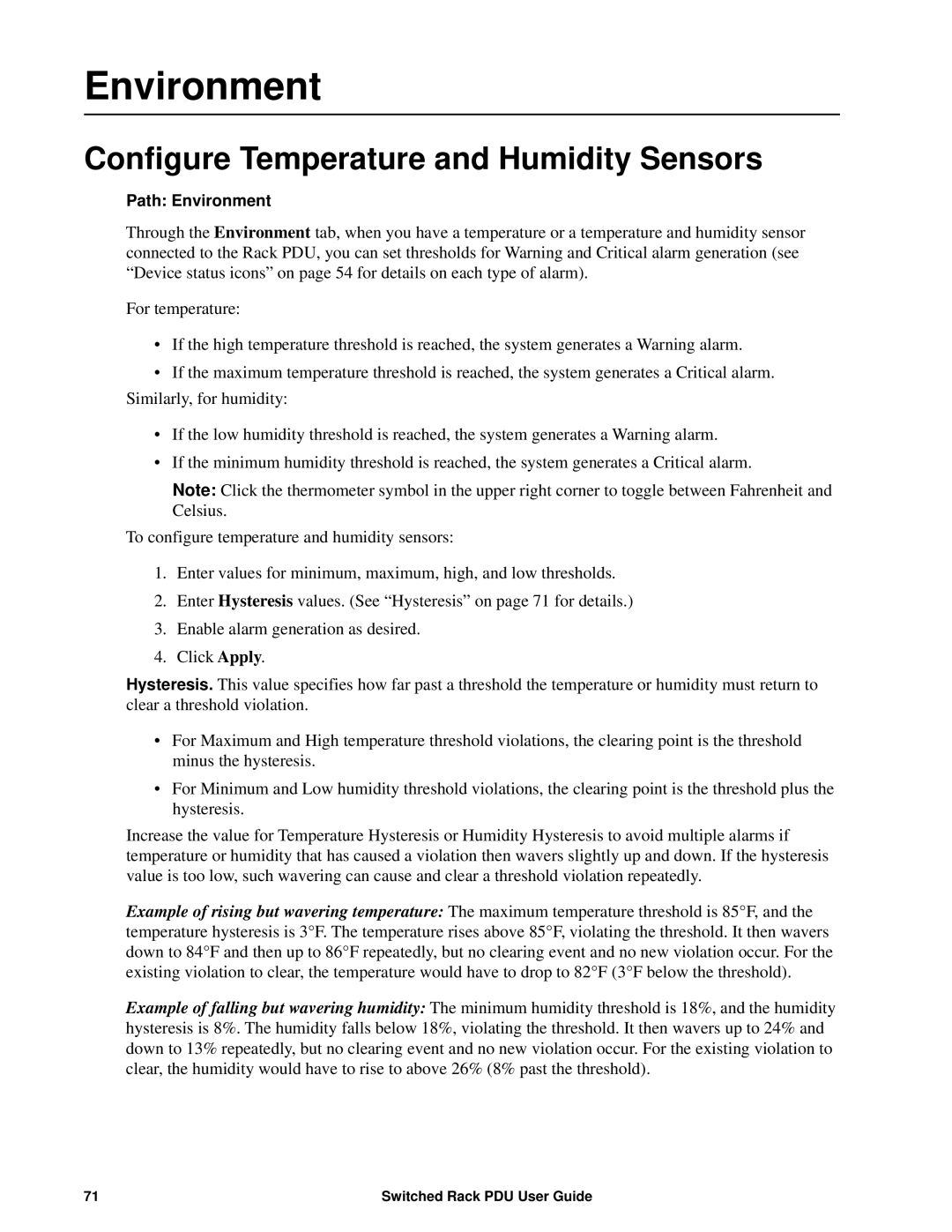 APC AP8941, AP89XX manual Environment, Configure Temperature and Humidity Sensors 