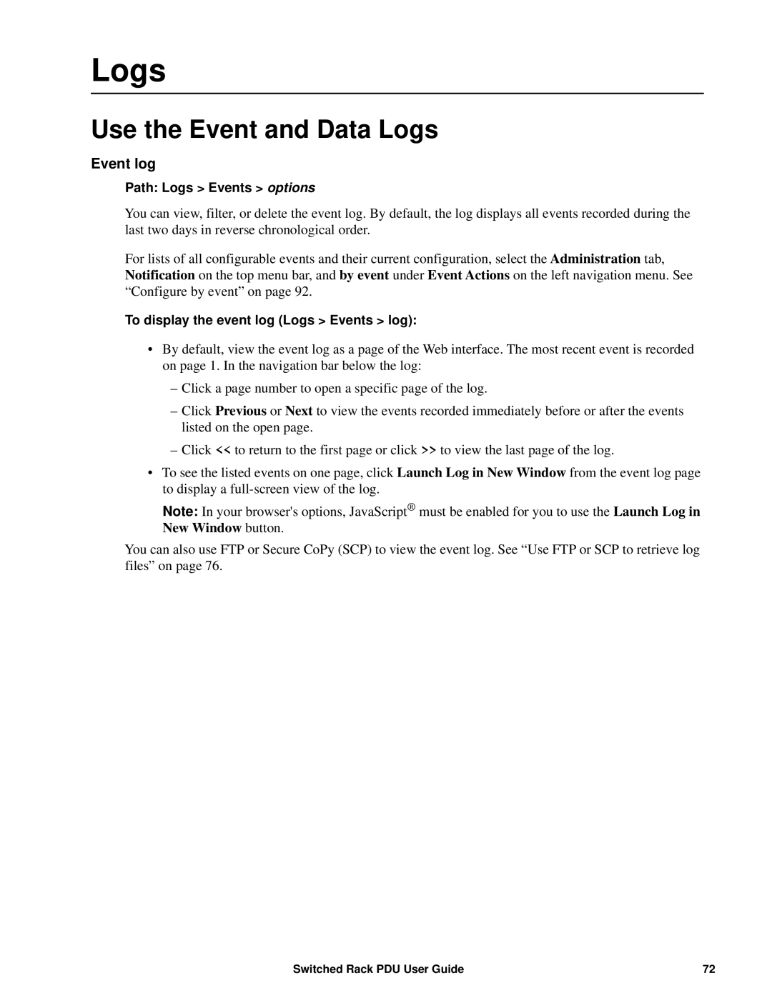 APC AP89XX, AP8941 manual Use the Event and Data Logs, Event log 