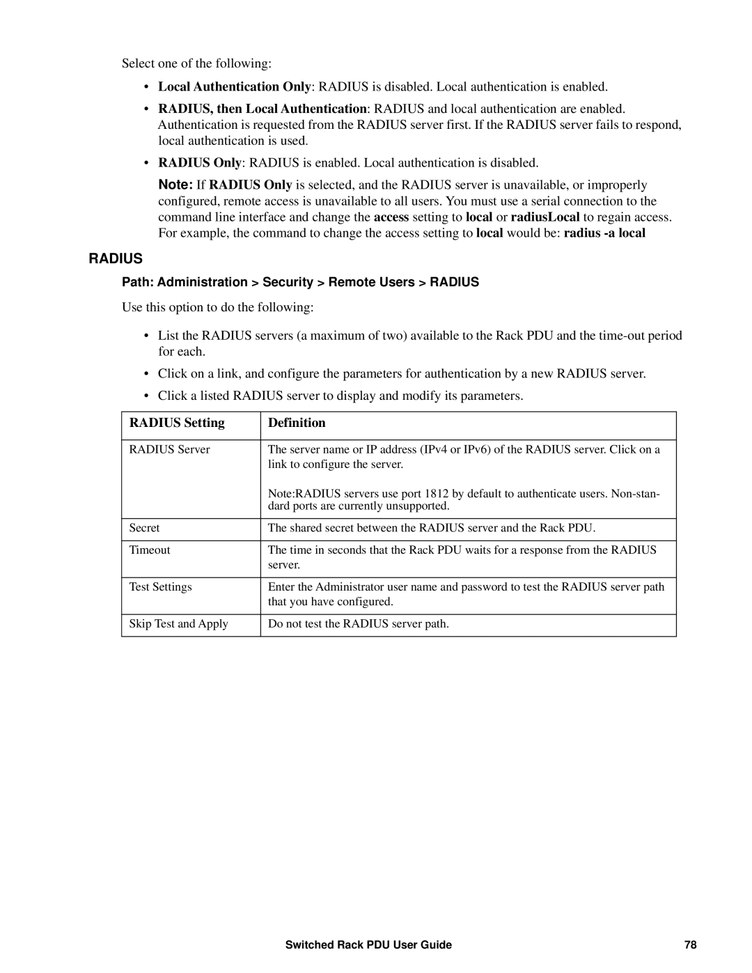 APC AP89XX, AP8941 manual Radius Setting Definition 