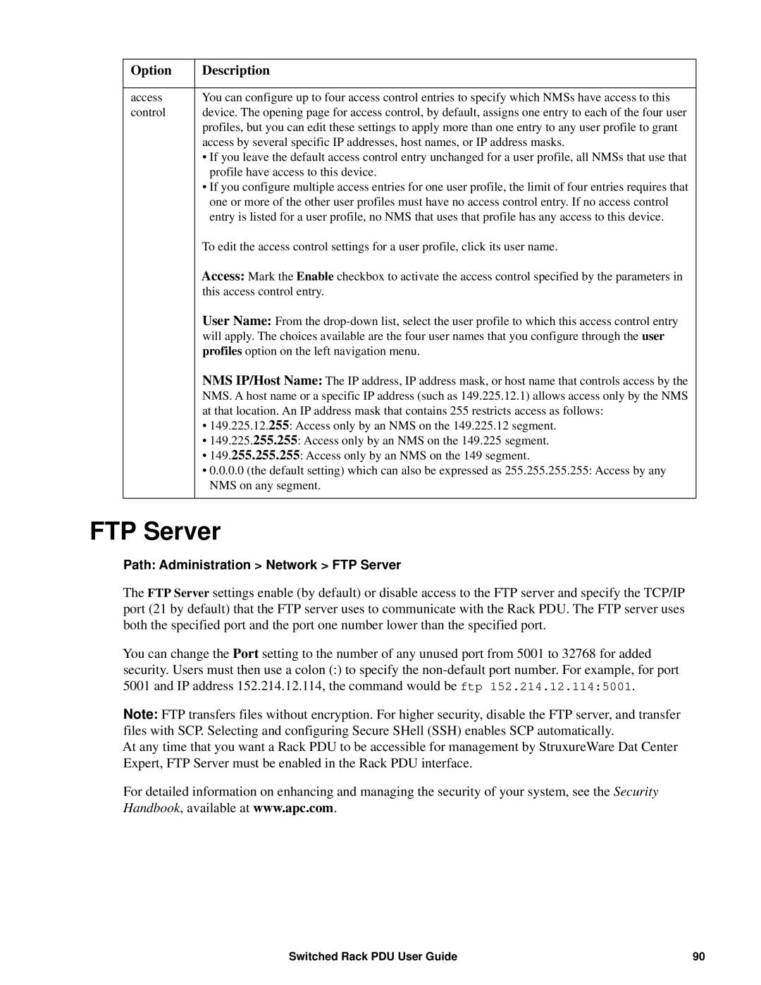 APC AP89XX, AP8941 manual FTP Server 