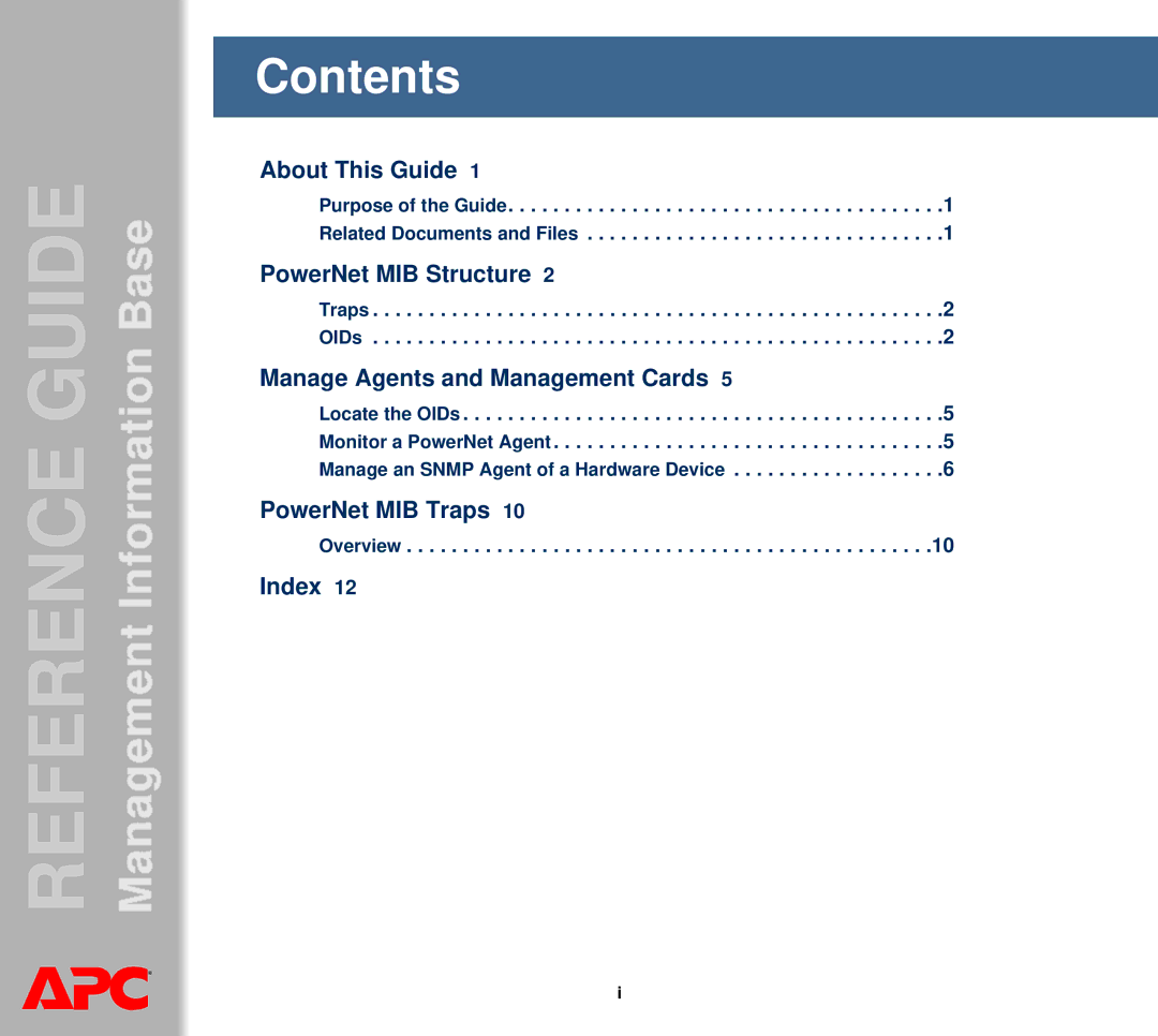 APC AP8959NA3 manual Contents 