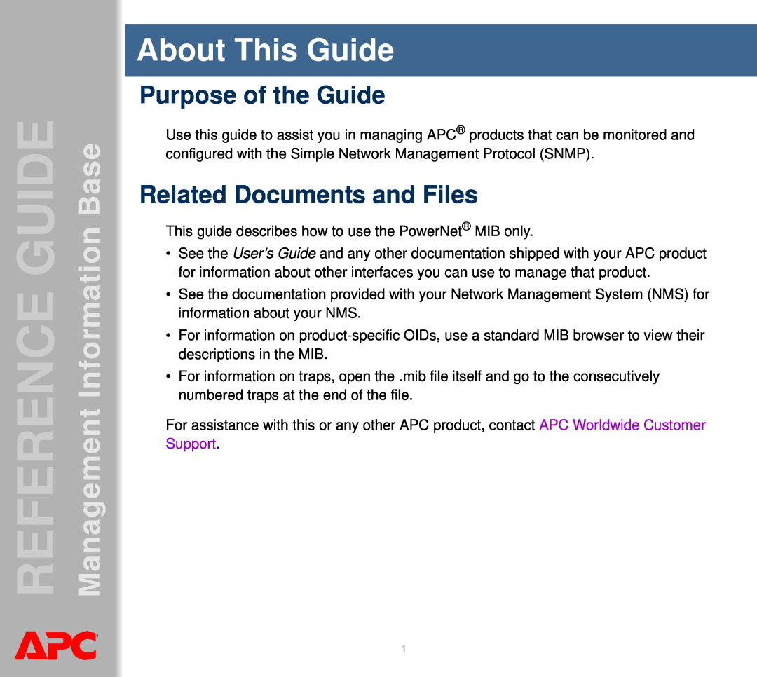 APC AP8959NA3 manual About This Guide, Purpose of the Guide, Related Documents and Files 