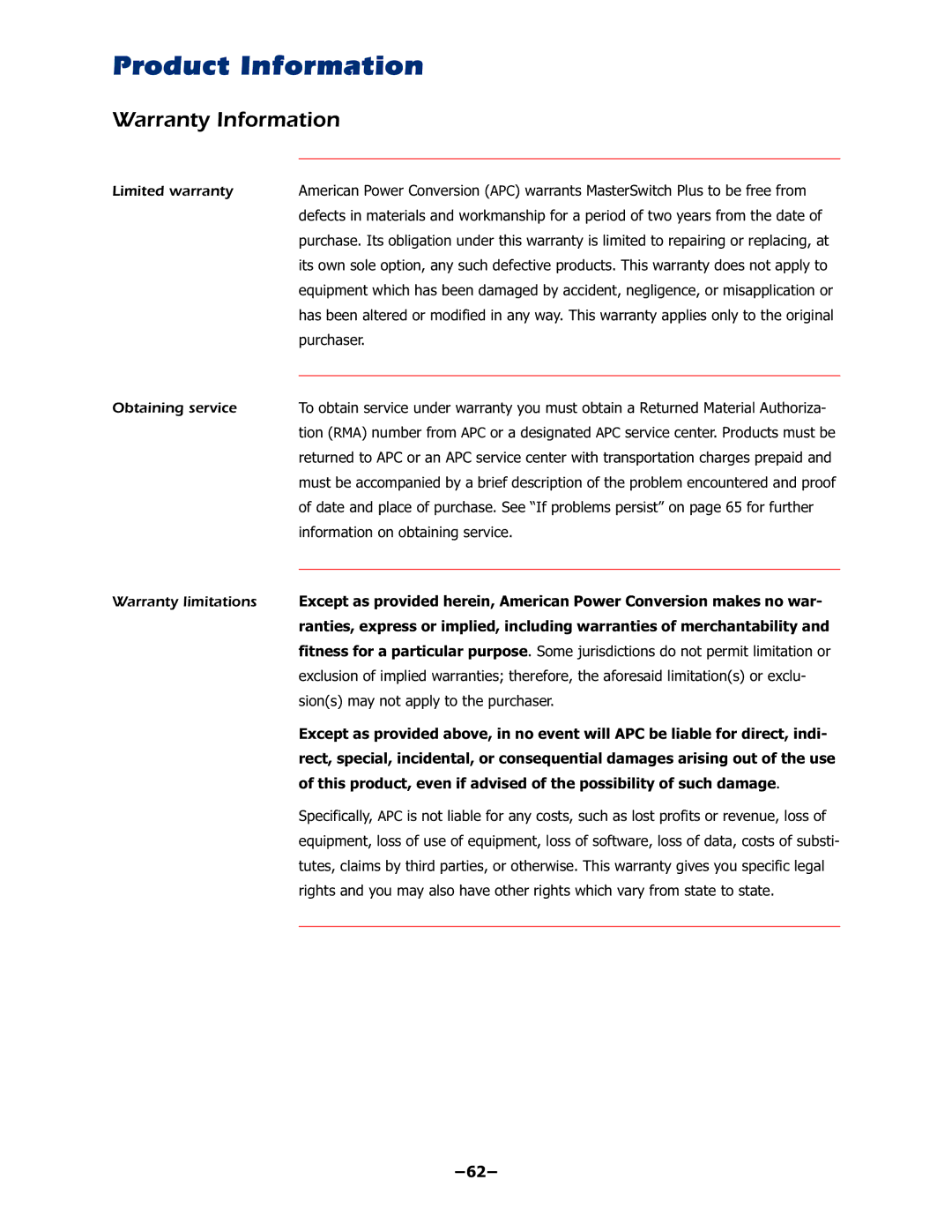 APC AP9225EXP manual Product Information, Warranty Information, Sxufkdvhu, LqirupdwlrqRqRewdlqlqjVhuylfh 