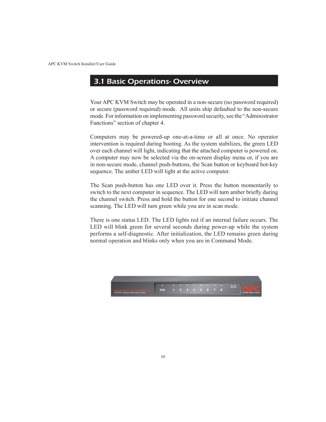 APC AP9268 manual Basic Operations- Overview 