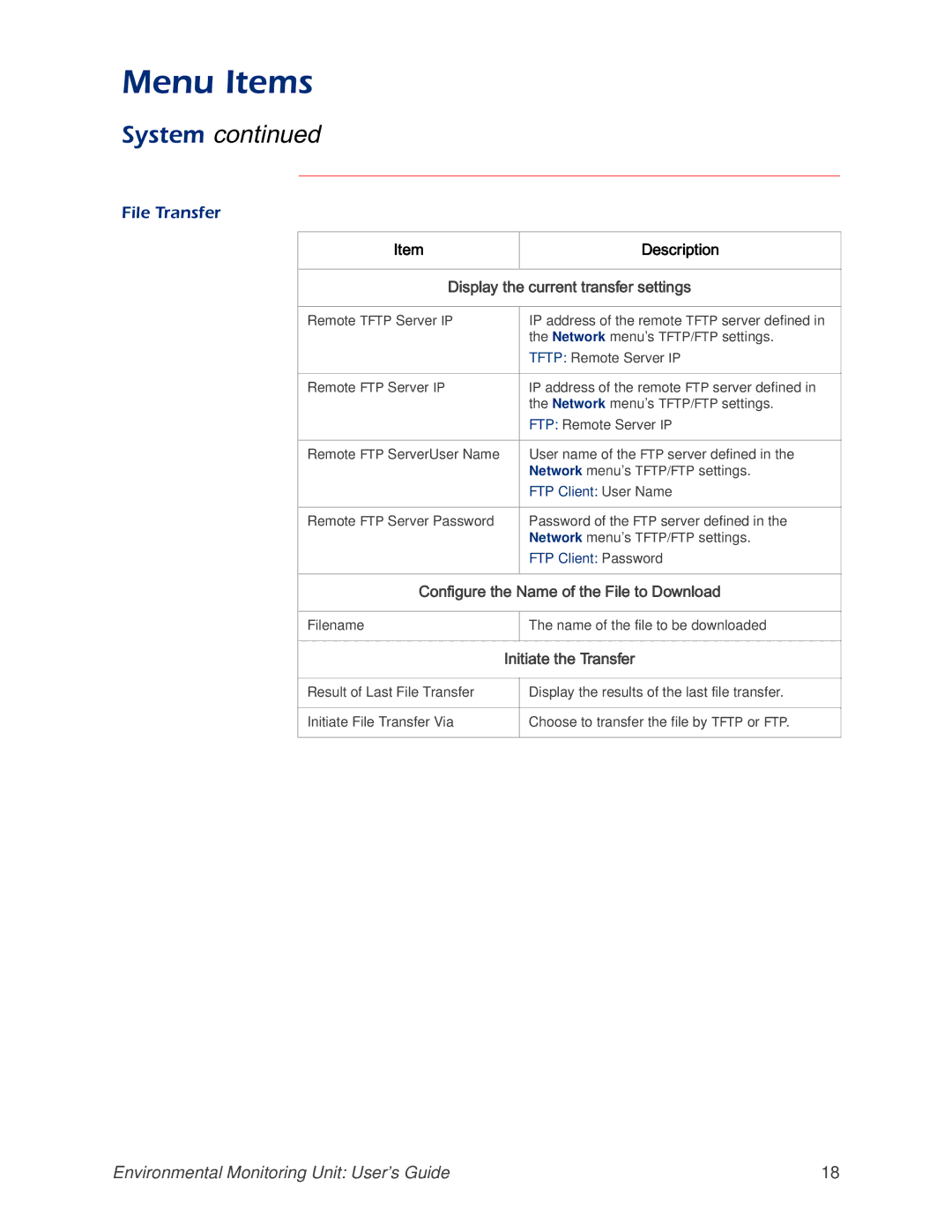 APC AP9312THi manual File Transfer, Display the current transfer settings 