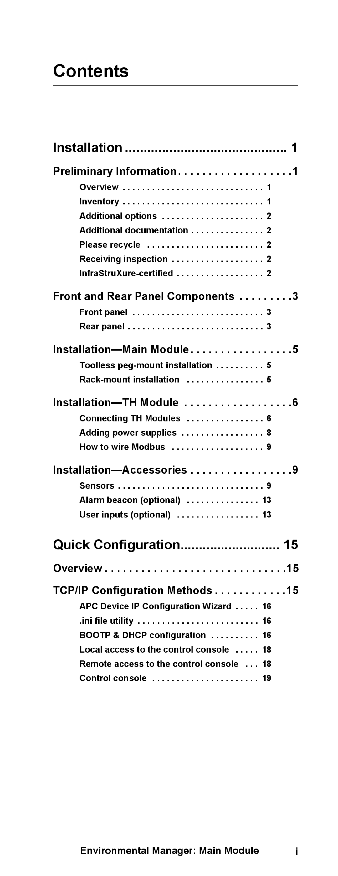 APC AP9340 manual Contents 