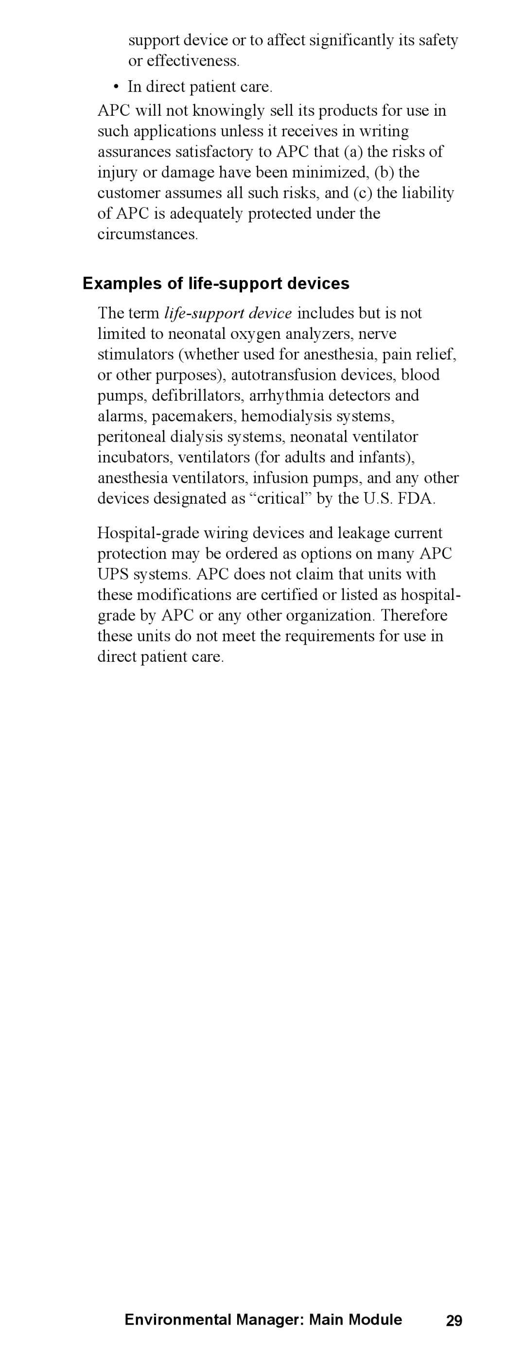 APC AP9340 manual Examples of life-support devices 