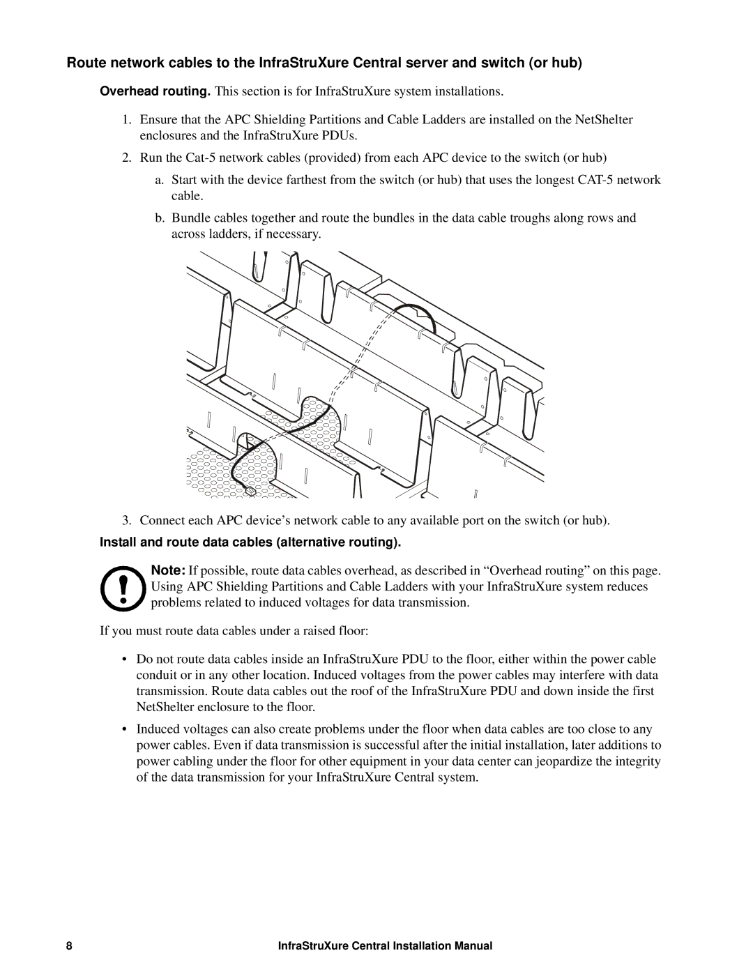 APC AP9470, AP9475, AP9465 installation manual Install and route data cables alternative routing 