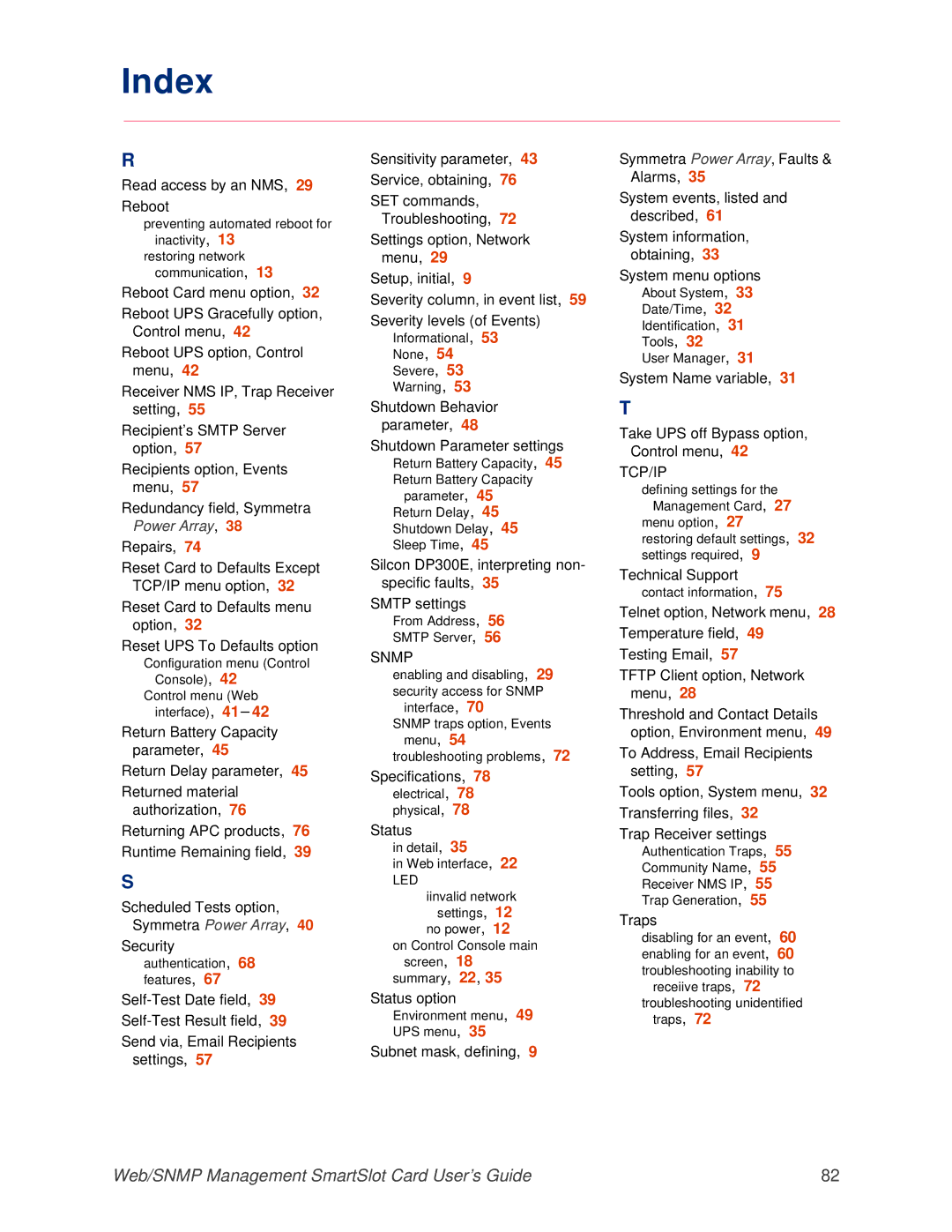 APC AP9606 manual Snmp 